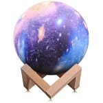 스탠드가 있는 LSHAOBO 달빛 3D 야간 조명 USB 충전식 달빛 조명 터치 센서 : 은이3