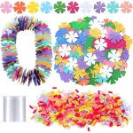 Yunly 24개 하와이안 레이 만들기 파티 방학 용품 열대 공예 VBS 제작 하와이 꽃 종이 장식 학교 키트 목걸이 Hibiscus Flower... 