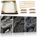 캔버스 포스터 블랙 골드 라인 대리석 질감 화 프레임 프린트 북유럽 거실 그림 1. H4454-A : 마리아글로벌9호점