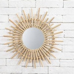 55 9CM 22인치 소품 드레싱 공예 메이크업 욕실 침실 사진 유리 대형 거울 벽걸이 아트 혁신적인 라운드 장식 라탄 : 라모드필드