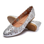 FRACORA 여성 발레 플랫 블랙 PU 가죽 드레스 컴포터블 라운드 토우 슬립온 통기성 Eyelets 13색상 : 루프샵