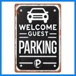 빈티지 메탈 간판 - 환영합니다 게스트 주차장 원형 철제 벽 장식, 튼튼한 야외 차고 현관 카페 바 남자 동굴 장식 : daondaon9