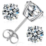 모이사나이트 스터드 귀걸이 라운드 컷 D 컬러 VVS1 클래리티 랩에서 제작한 18K : 은이3