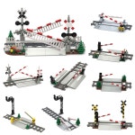 MOC 도시 기차 트랙 리프팅 통로 블록 세트 철도 교차로 보행자 난간 건물 모델 G : 카이모-노