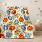 가을 담요 127 블루 오렌지 호박 단풍나 152 4CM 50 60인치 : Westcraft