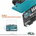 HB 123피스 소켓 세트 AKX008-U 플렉스 래칫 메트릭 바 래칫 소켓 1/4 브레이커 72T 바나듐 90T 크롬 3/8 및 및 임팩트 SAE 딥 세미 드라이브... 