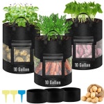 3팩 10갤런 360 보이는 감자 재배 가방 2 클리어 하 트 윈도우 및 탈착식 쉐이딩 2 15 Gallon : 카이모-노