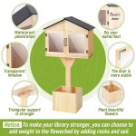 원더준 리틀 도서관 박스 야외 키트 바닥 플러그와 작은 꽃 울타리가 있는 내구성 : 모든상사맨