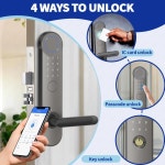 호텔 카드 방수 스마트 도어락 전자 보안 앱 회전식 모티스 목재 도어 1. Black : 쇼핑또하자33호점