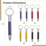 오미스타 8 PCS 6-IN-1 멀티툴 펜 열쇠고리 자 스타일러스 필립스 및 플랫헤드 : 미일직구프론티어