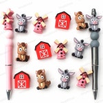 20 50개 농장 목장 테마 3D 실리콘 비즈 컨트리 풍차 헛간 모양 귀여운 베이 호스  x color 5pcs : 스마트한용구