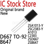 TO-92 오디오 파워 앰프 칩 IC 2SA1013-Y 2SC2383-Y A1013 C2383 2SD667 2SB647 B647 50 개 ~ : 오벨로린굿즈