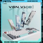 V108 무선 게이밍 키보드 3 모드 10000MAH 기계식 키보드 저지연 PB 무소음 Wired Power Axis : 구름세탁소