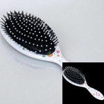 칼라 플라워무늬 타원형 헤어쿠션빗 (소) 가발브러시 가정용빗 가발브러쉬 : 핑거터치