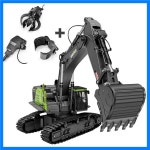 HUINA 1593 1/14 RC 굴삭기 트럭 합금 2.4GHz 무선 조종 자동차 22채널 건설 차량 사운드 장난감 남아용 선물 : nuanua9