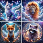 페인팅 크로스 키트 귀여운 동물 사자 고양이 폭스 드릴 모자이크 새 컬렉션 홈 인테리어 선물 1. J4388-4 : 푸도도1