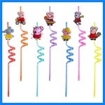 10pcs 애니메이션 캐릭터 Peppa 돼지 가족 재사용 가능한 밀짚 파티 장식 휴일 선물 어린이 생일 용품 : suansuan9