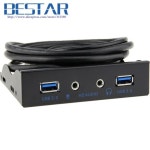 3.5 플로피 베이 DIY Gbps 20Pin 4 포트 USB 허브 HD 오디오 잭 마이크 인터페이스 PC 전면 패널 브래킷 어댑터 : 충일테크