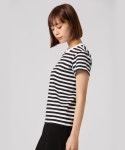 [agnes b.] [애니에스베] 테두리 T셔츠 J008 TS 레이디스 2653J008 1(S) 블랙×화이트 : Koumea Trading