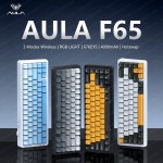 F65 무선 기계식 키보드 67 RGB 게임용 4G 게이머 핫스왑 블루투스 유선 Bla yellow : 보더프리큐브