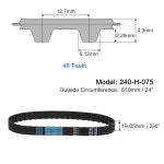 uxcell 240-H-075 H 타이밍 벨트 48 톱니 고무 코깅 24인치 길이, 너비 3/4인치, 피치 1/2인치 240-H-075 : 온다르