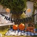 블랙 글리터 해피 할로윈 배너 - 유령의 집, 홈 도어웨이, 실내 맨틀을 위한 파티 장식 : 실버코끼리스토어