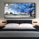 거실용 캔버스 페인팅 푸른 재 고급 풍경 침대 옆 미적 방 장식 벽 그림 50x100cm : 브릿지커머스-