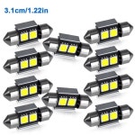 호환 10 Pcs 31/36/39/41MM 자동차 돔 라이트 300LM 12V 독서 조명 전구 백색광 인테리어 차량 : 셀탑스온