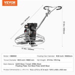 VEVOR 파워 트롤 38인치, 플로트 팬이 마감 시멘트 상업용 콘크리트, 6 듀티 구동 24 inchs : 누텐리