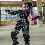 댄스 아동복 활주로 쇼 공연 착용 K-pop 무대 의상 소녀 재즈 힙합 검은 도시 : 파벳