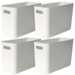 모던 라운드 리빙박스 L Slim 화이트 × 37 x 15 x 24 cm × 4개 : HoHo shop