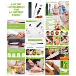 안전 핑거 가드, 면도날 샤프 3Cr13 스테인리스 스틸 블레이드 및 파카 우드 핸들 - 육류, 채소, 과일, 가정 및 레스토랑 사용에 : 딜리고큐브