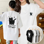미라클코지 미미캣 여성 빅사이즈 반팔티 프린팅 오버핏 여름 티셔츠 : 미라클코지