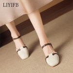 LIYIFB 여성용 스퀘어 버클 스트랩 샌들 3cm 여성 양가죽샌들 : LIYIFB슈즈