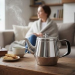 소로 에센셜 - 28온스 스테인리스 스틸 구스넥 티포트, 통풍 뚜껑 거울 마감 - 음료 카라페 디스펜서 티포트 커피 서버 커피 카라페 테이블 서빙... 