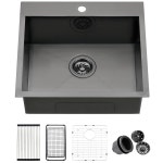 21 드롭 인 블랙 바 싱크, ZDHHT x 18 10 인치 T304 16 게이지... 작은 주방 싱크대 탑마운트 야외 준비 세탁 RV 15 x18 x10 : 블리츠허브006