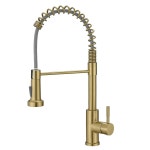 풀다운 가 장착된 FLG 골드 주방 수도꼭지, 스테인리스 스틸... 풀아웃 싱크대 농가 RV 유틸리티 세탁실 야외용 Brushed Nickel : 블리츠허브006