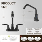 싱크대 수도꼭지 3구, 풀아웃 가 있는 세탁 수도꼭지, 롱 스파우트 듀얼 핸들 모던 욕실 4인치 센터셋 및 룸 LF36CL-2M-MB : 블리츠허브006