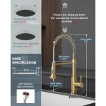 풀다운 가 장착된 FLG 골드 주방 수도꼭지, 스테인리스 스틸... 풀아웃 싱크대 농가 RV 유틸리티 세탁실 야외용 Brushed Nickel : 블리츠허브006