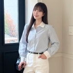 [뉴미PICK] [N배송] 로엠 배색 카라 스트라이프 셔츠 RMYWG24NT2 : roem