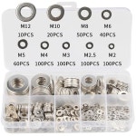 580pcs M2 M2.5 M3 M5 M6 M8 M10 M12 304 스테인리스 스틸 플랫 와셔 O 링 세트 조절 심 플레인 개스킷 구색 키트 : Amazing008