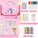 코지조이즈 50개 과일 향 세탁 마커 세트 컬러링북, 유니콘 소녀 컬러링 아트 용품 4세 5세 6세 7세 8명(핑크)을 위한 선물 장난감 Pink... 