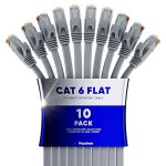 맥심 CAT6 이더넷 케이블 15피트 10팩 그레이 게임 스트리밍 라우터 모뎀 PC PS5 XBOX를 위한 평평한 고속 네트워크 내구성과 공간 절약... 