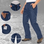 등산, 낚시, 골프를 위한 지퍼 포켓, 방풍 아웃도어 천이 있는 남성용 레인 팬츠 방수 오버 Blue Large : 마음코끼리스토어