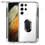 호환품 삼성 S21 울트라 스타일러스 소켓 SPen 슬롯 투명 케이스 갤럭시 G9980 마그네틱 링 스탠드 소프트 클리어 커버 케이스 : 세렌디컴퍼니