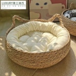 수동 짠 면과 해초로 만든 고양이 침대 사계절용 애완동물 둥지 여름철 시원한 동굴 세탁  스크래칭 방지 라운지 천연 섬유 쉼터 : 티루프