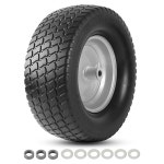 AR-PRO 16x6.50-8 플랫 프리 타이어 및 휠 어셈블리, 림이 장착된 솔리드 잔디 트랙터 타이어, 3인치 오프셋 허브, 3/4인치 부싱, 깎는 기계... 