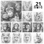 [서예용품] 40x50cm 동물 WD-j4144~j4164 단색 도트 페인팅 punktmalerei stippelen een kleur stippelkunst : 바다글로벌27