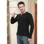 YTD 캐주얼 슬림 핏 베이직 헨리 긴팔 티셔츠 1 Denim Blue Small : 에프엔씨 FNC