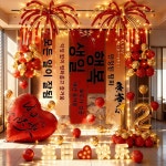 2세 생일 장식 소품 남자아이 파티 버팅 풍선 분위기 연출 배경 천 : 반월무역16